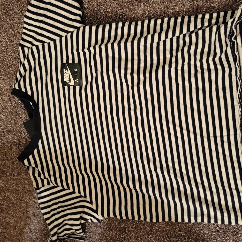 Nike Black and White Striped Tee